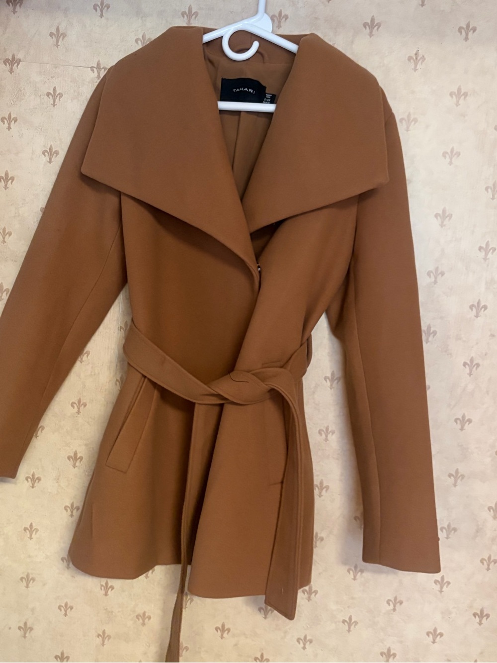 Tahari Rust Wrap Belted Trench Coat